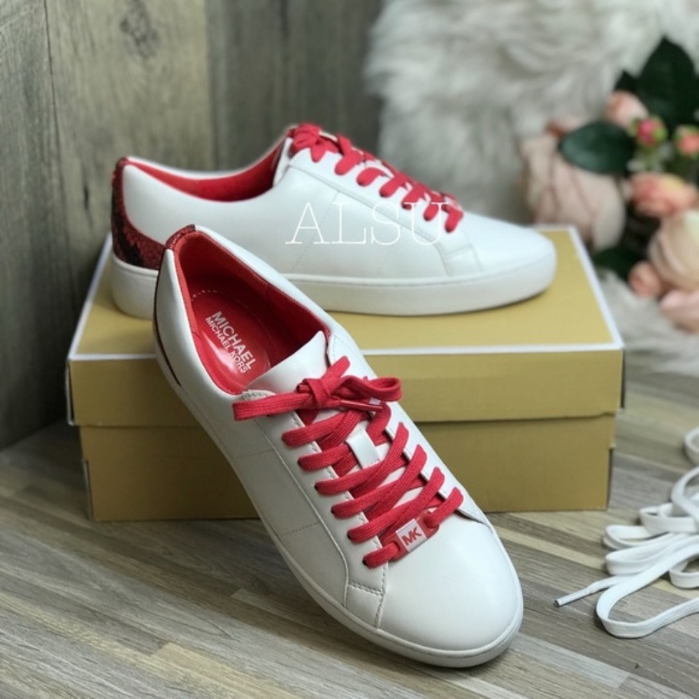 🌸Sale🌸 Michael Kors Catelyn Lace Up Napa Optic Sangria Women's 45T8CAFS2L - Picture 2 of 8